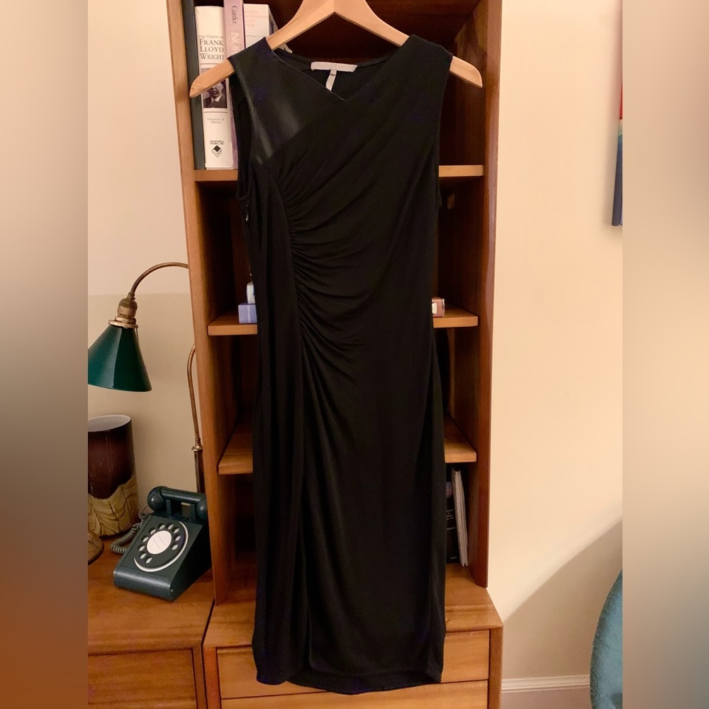 Halston Heritage Ruched Little Black Dress Size XS
